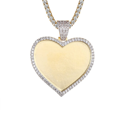 One Row Heart Love Shape Picture Photo Gift .925 Pendant