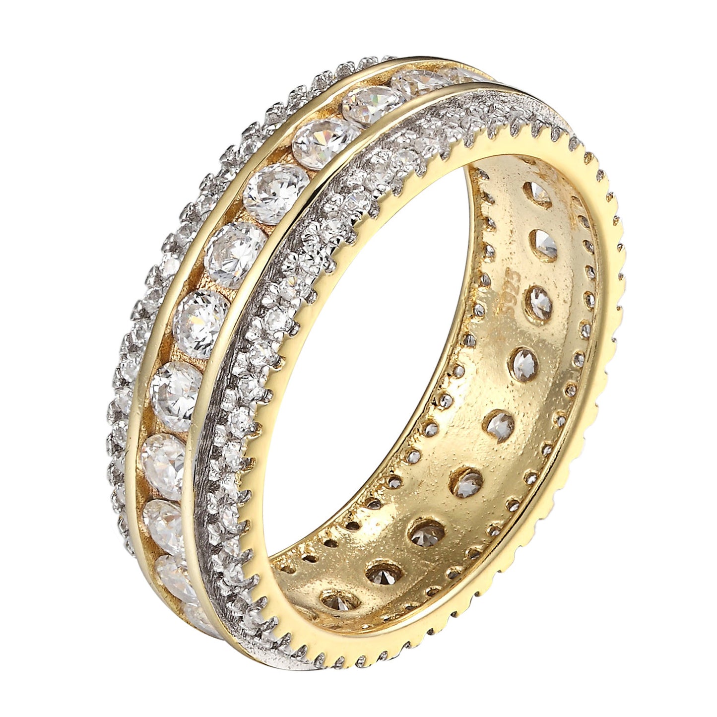 Eternity Wedding Ring Women Stackable Solitaire Band Sterling Silver Gold Tone