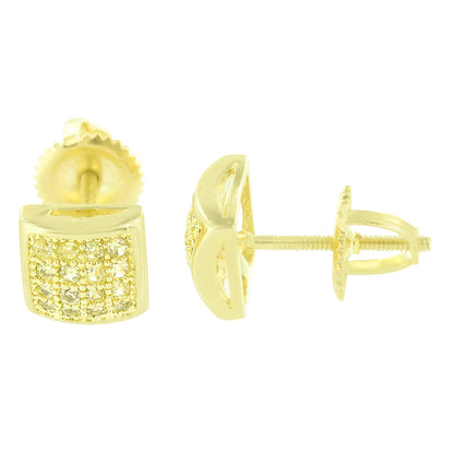Canary Lab Diamond Earrings Mens Womens Screw On 14K Yellow Gold Finish 7 MM New