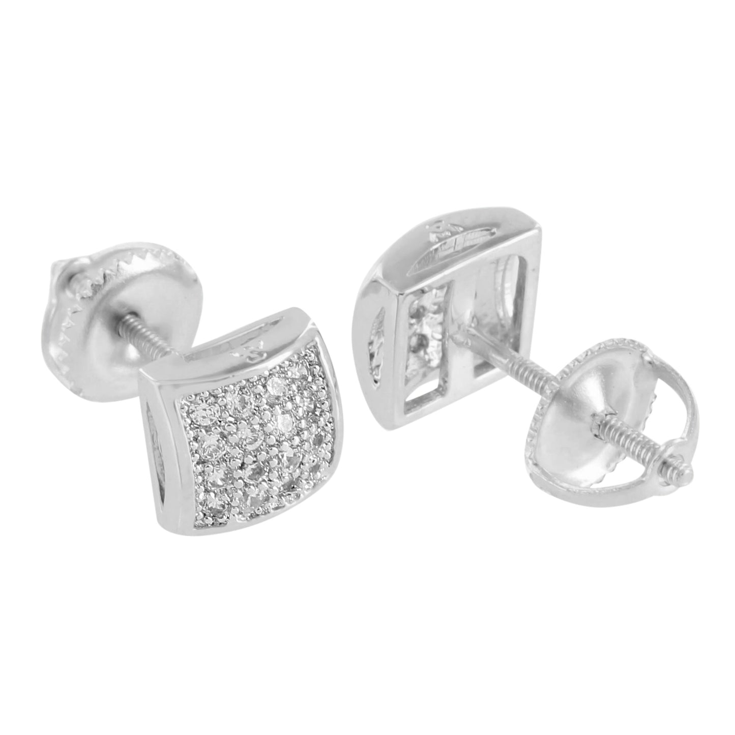 Mens White Gold Earrings On Sale 14k Finish Screw Back Lock Lab Diamonds