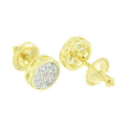 Round Shape Design Earrings Simulated Diamonds Screw Back 7 MM