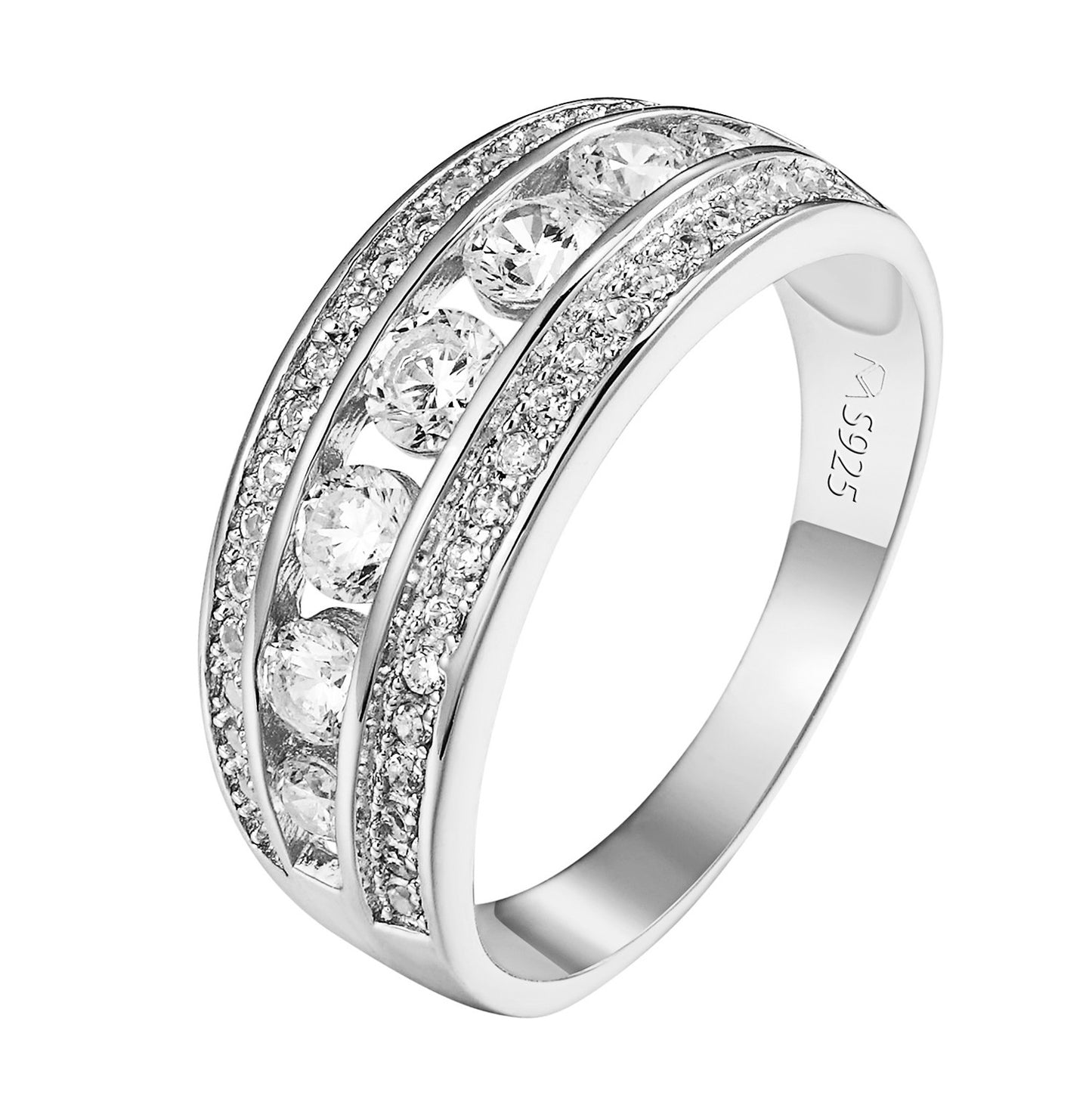 Solitaire Wedding Ring Womens Sterling Silver Round Cut Simulated Diamond Bridal