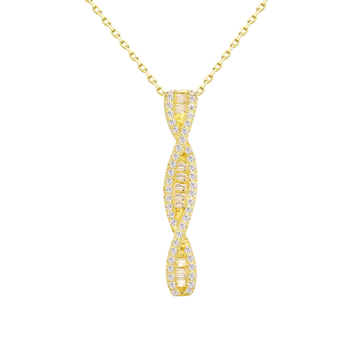 Yellow 925 Silver Infinity Pendant Baguette Cut Ladies Chain