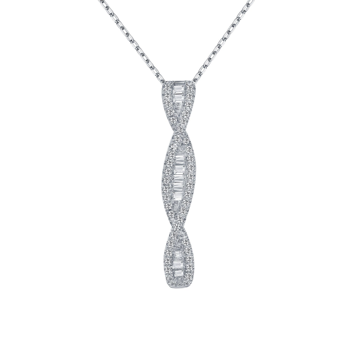 925 Silver Infinity Pendant Baguette Cut Ladies Chain