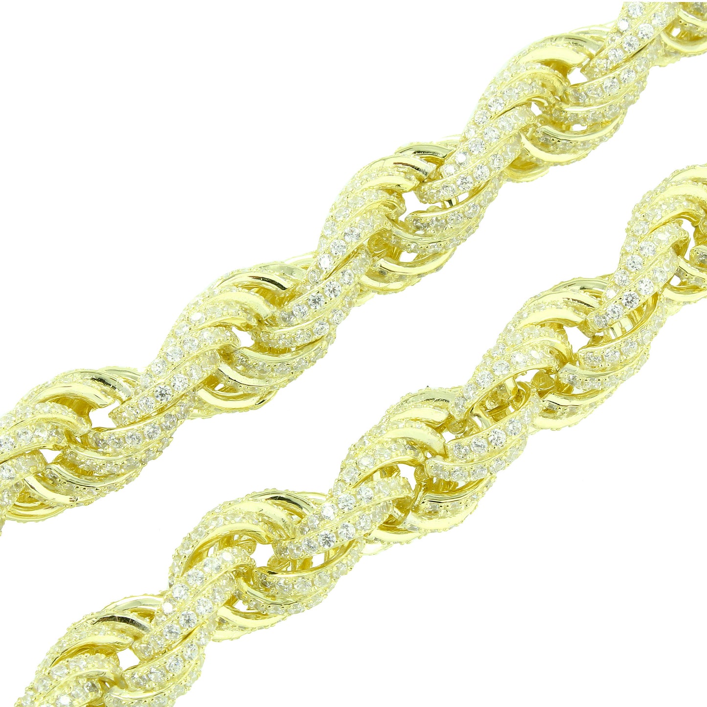 Rope Necklace Sterling Silver 14K Gold Finish 11mm Custom Mens