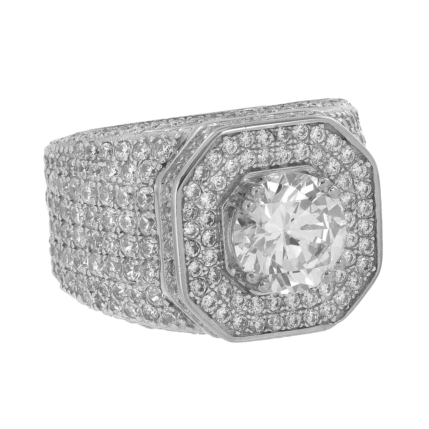 Mens Designer Ring Simulated Diamonds Solitaire Round Cut