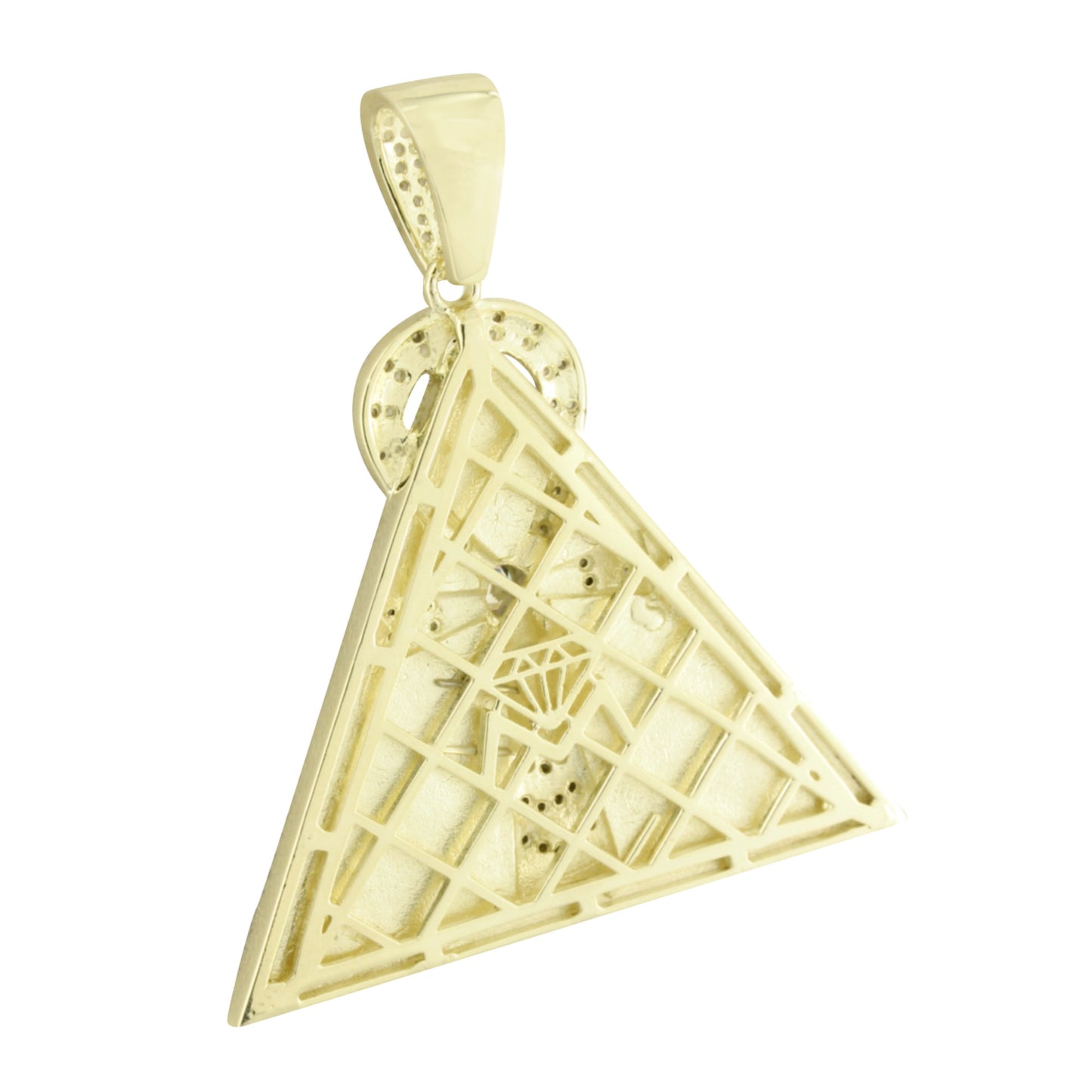 Unique Pyramid Ankh Cross Pendant Chain Gold Finish Sterling Silver