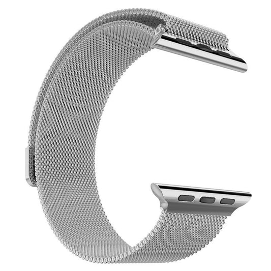 Designer 14k White Gold Finish 42mm Milanese Loop Apple Watch Steel Mesh Band