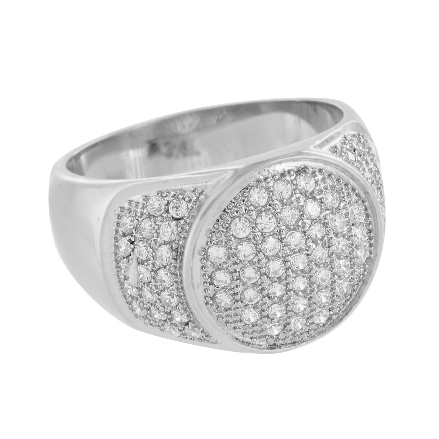 Round Design Ring Unique Mens Wedding Stainless Steel Engagement Cubic Zirconia