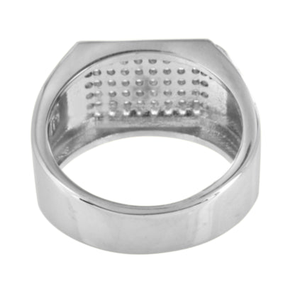 Mens Wedding Ring Engagement Simulated Diamonds Micro Pave Stainless Steel 14 MM