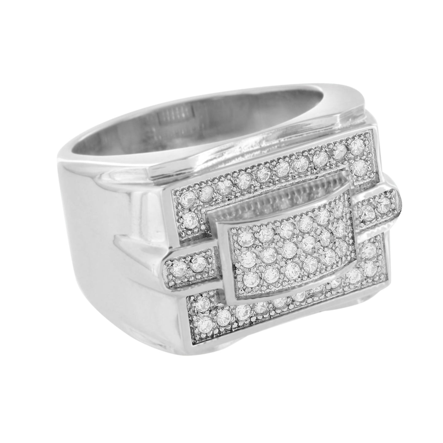 Mens Wedding Ring Simulated Diamonds Stainless Steel Pave Set Unique Designer