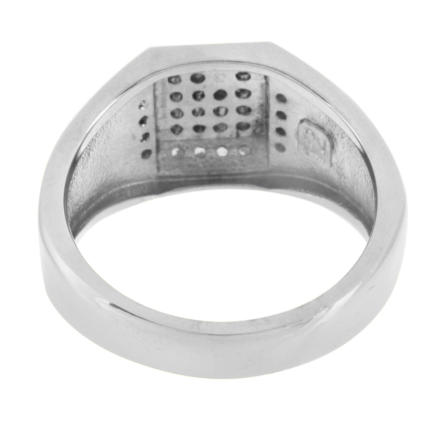 Stainless Steel Mens Ring Simulated Diamonds Pave Set Elegant Engagement Wedding