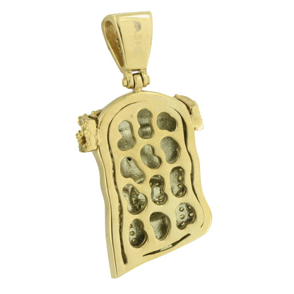 Mens Jesus Face Pendant Round Cut Canary Stones With Chain