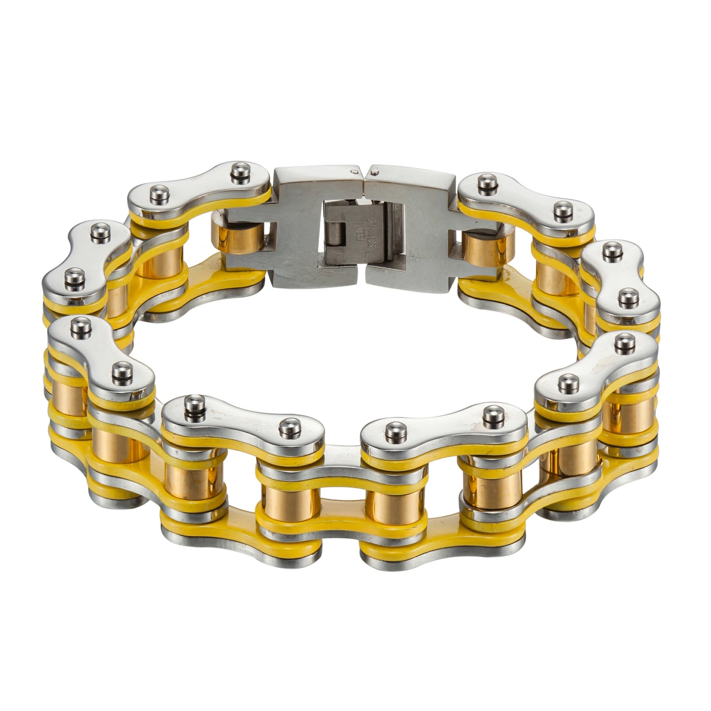 Gold Yellow Bracelet Custom Stainless Steel Motorbike Chain Link Designer Link