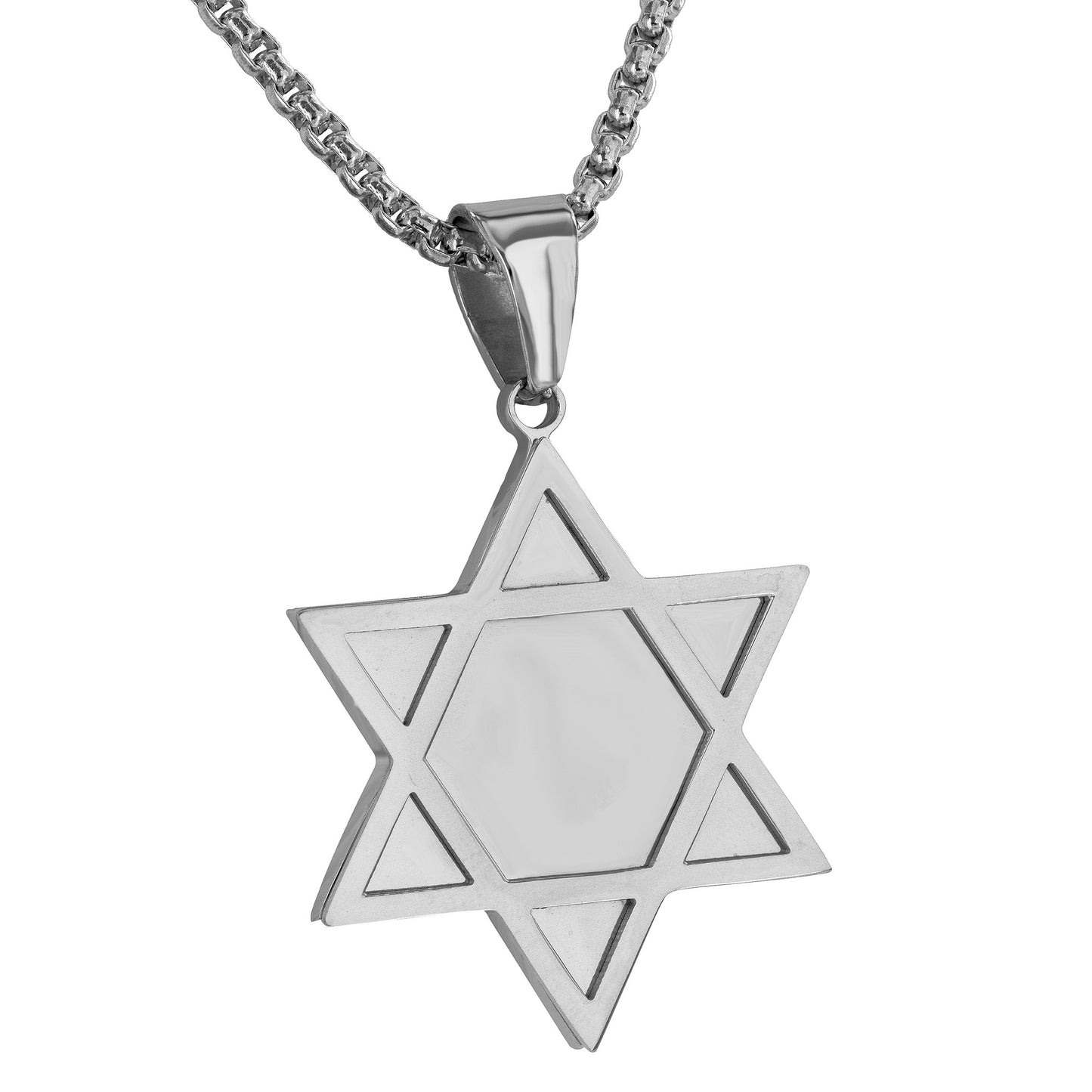 Star Of David Pendant Free Necklace Stainless Steel Brand New Custom Charm Mens