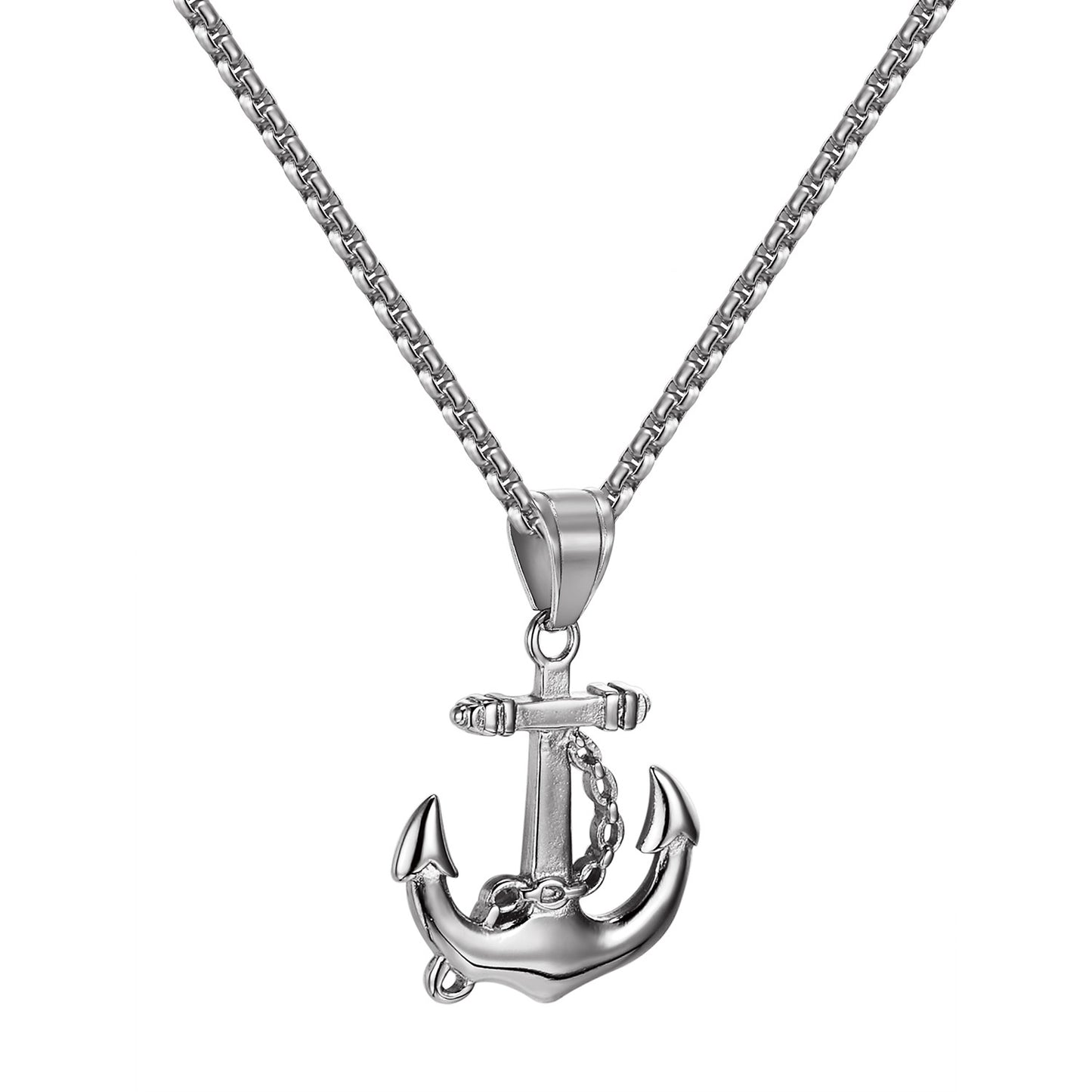 Ship Anchor Design Pendant Stainless Steel Simulated Diamonds