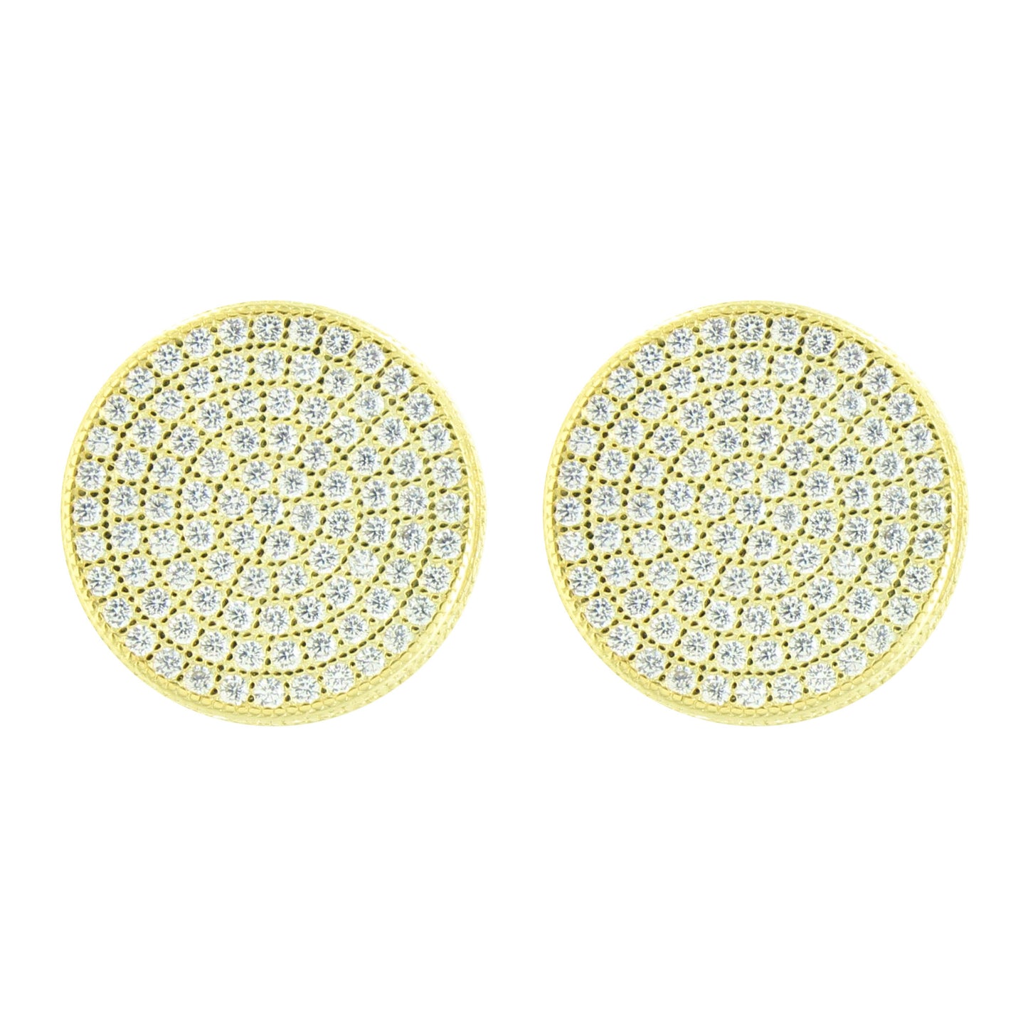 Gold Tone Round Earrings Sterling Silver