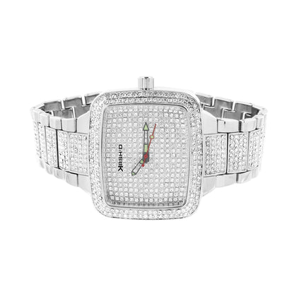 Mens Simulated Diamond Watch Free Matching Bracelet  Hip Hop Bling Jojo