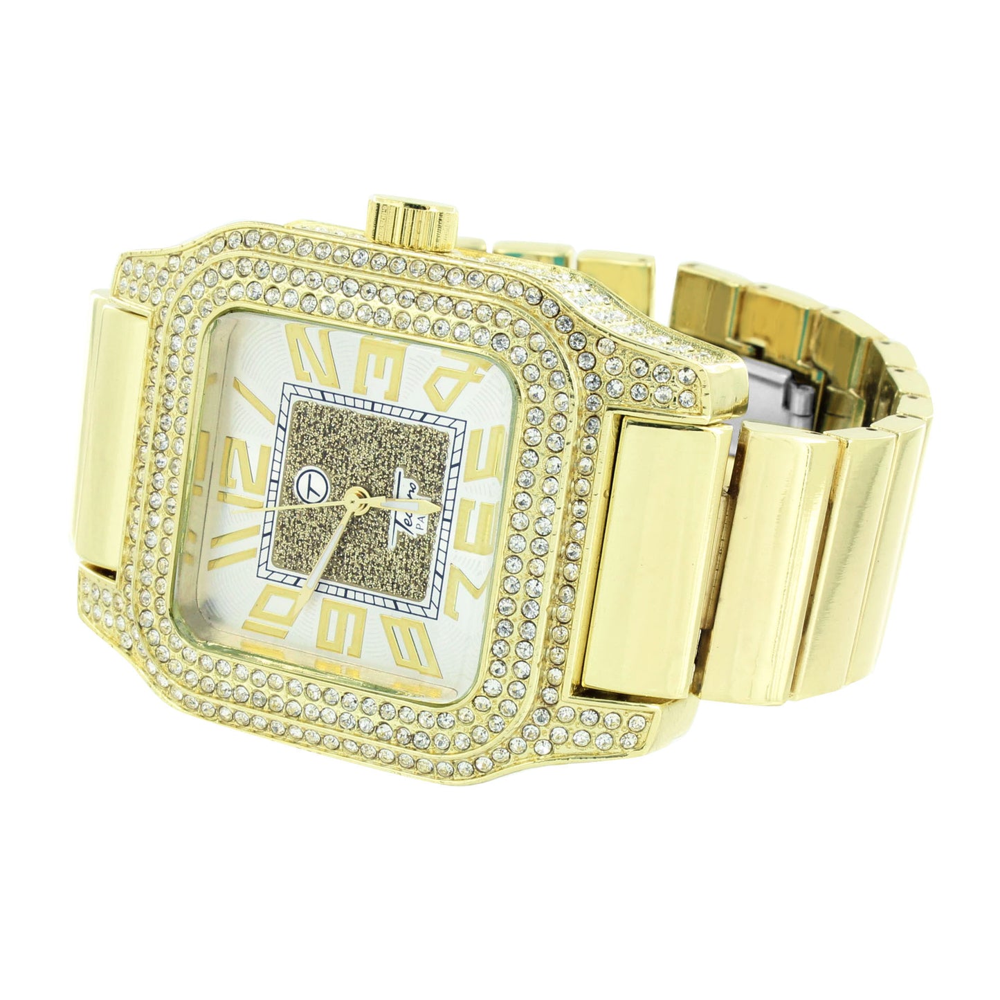 Silver Tone Dial Watch Stretch Band Square Face