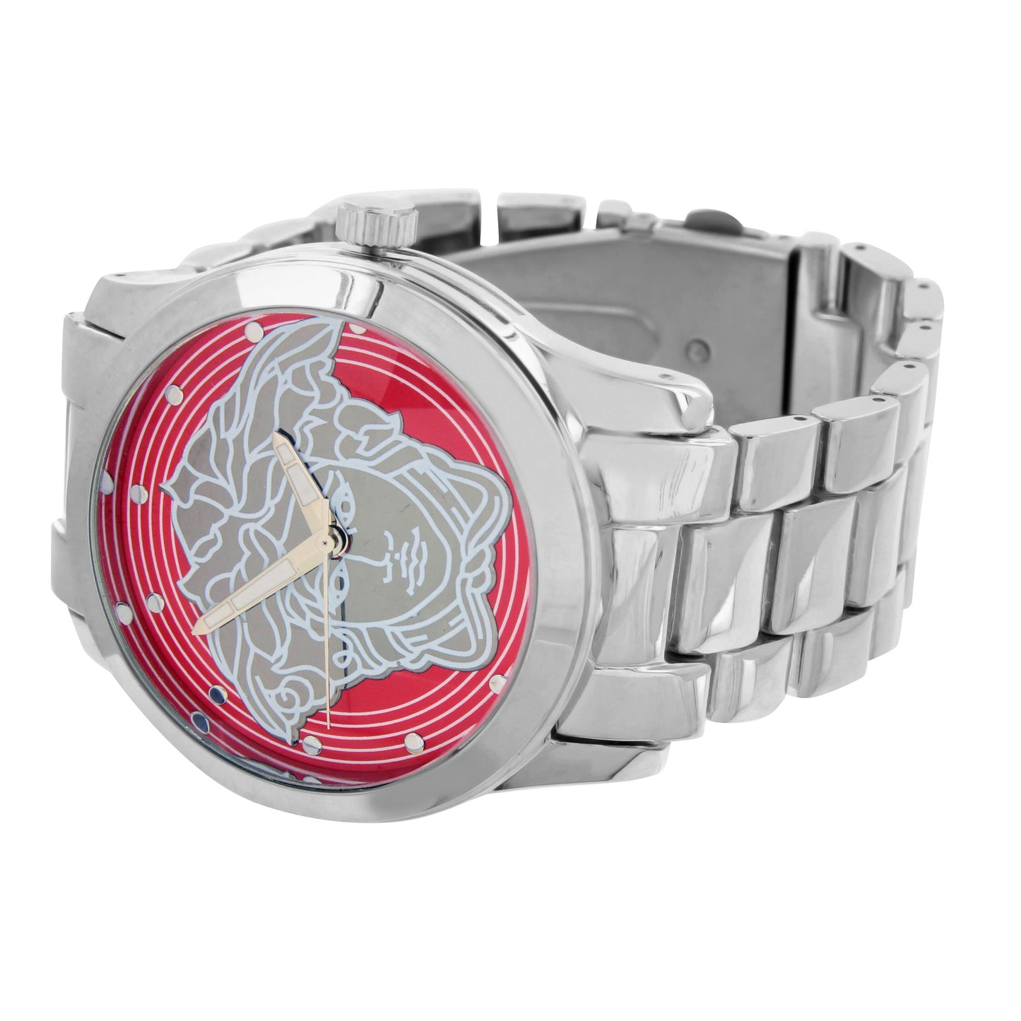 Medusa Watches Red Dial White Finish Water Resistant