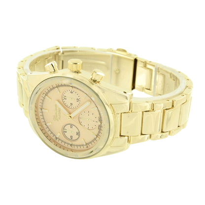 Gold Finish Geneva Watch Stainless Steel Back Water Resist