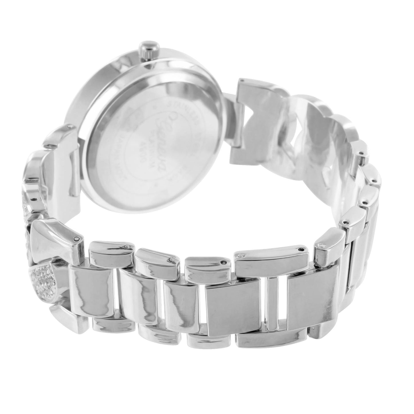 White Gold Tone Watch Twisted Link Design Lab Diamonds