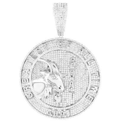 White Goat Face Greatest of All Time Round Medallion Pendant