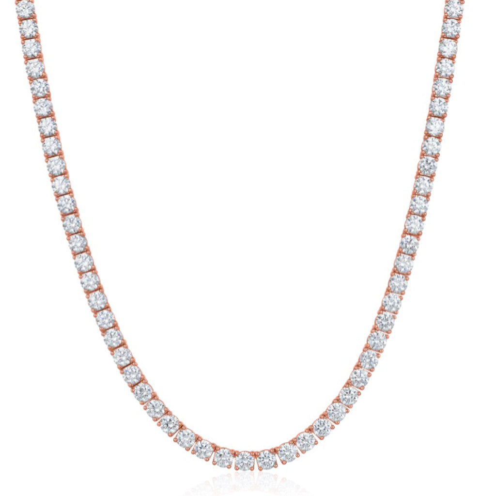 4mm Moissanite Tennis Necklace 925 Silver Rose