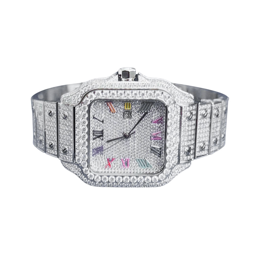 Womens Rainbow Candy Dial Watch Moissanite Automatic