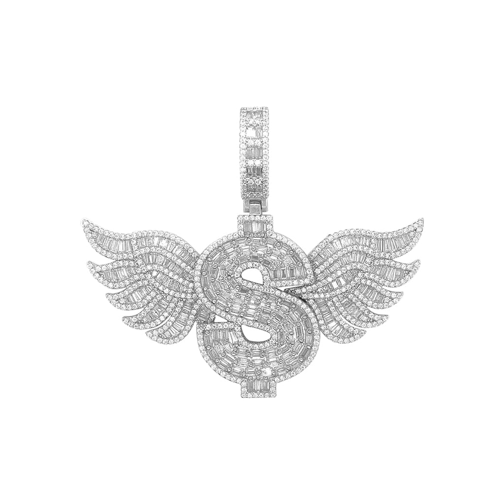 VVS Moissanite 9.55 Ctw Dollar Wings Hip Hop 925 Silver Pendant