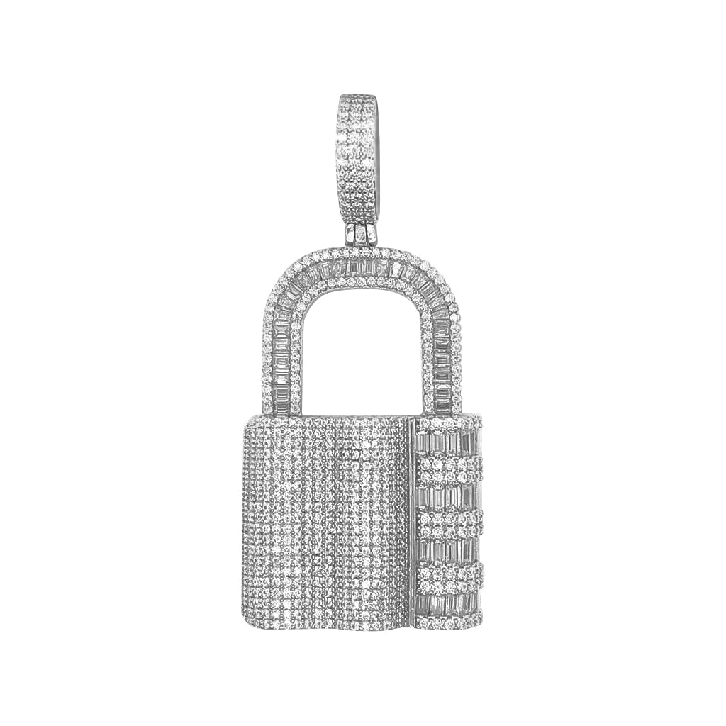 925 Sterling Silver VVS Moissanite 5.33 Ctw Cluster Lock Pendant