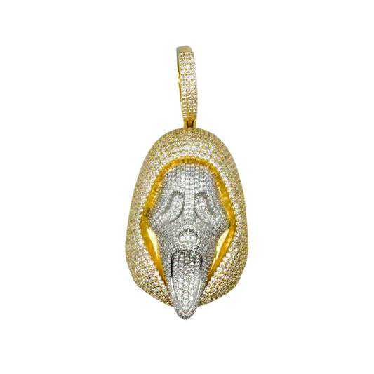 Moissanite Diamond Pendant Scream Mask Ghostface 14k Gold Tone 925 Silver