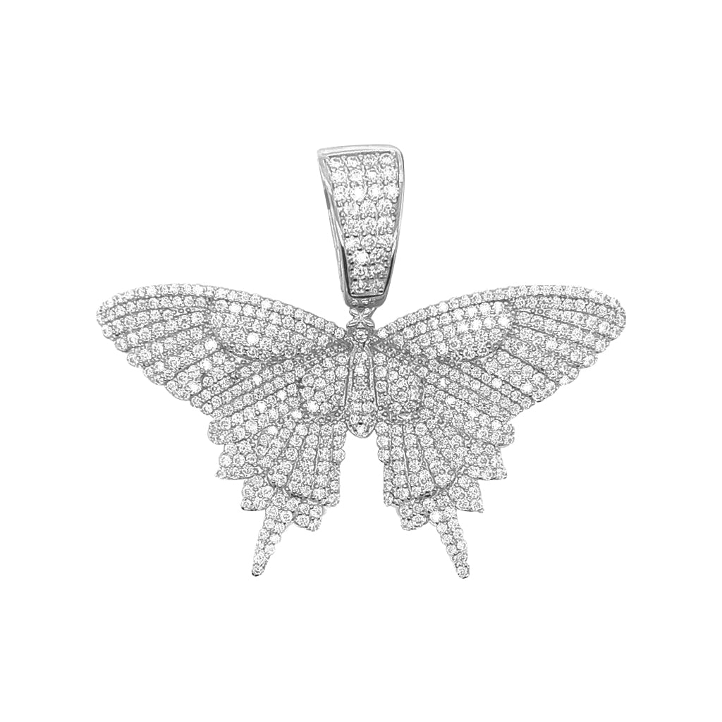 925 Silver VVS Moissanite 3.56 CTW Butterfly Cluster Pendant