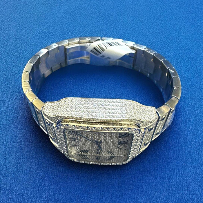 Moissanite Watch His Her Set Stainless Steel Bundle