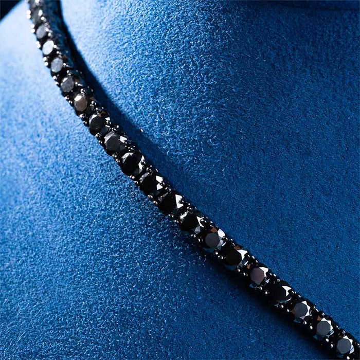 Sterling Silver 4mm Moissanite Black Diamond Tennis Chain