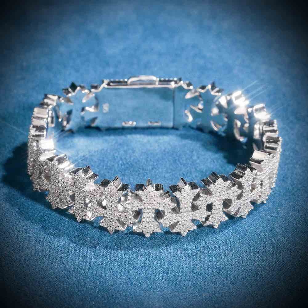 Moissanite Cross Link Bracelet 14 Gold 925 Gift