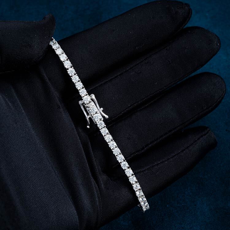 Moissanite Tennis Bracelet 3mm 925 Sterling Silver Designer