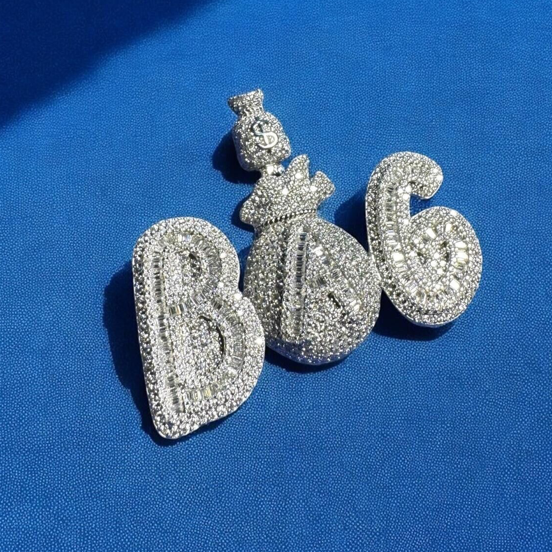 Moissanite Bag Money Pendant 925 Silver Mens