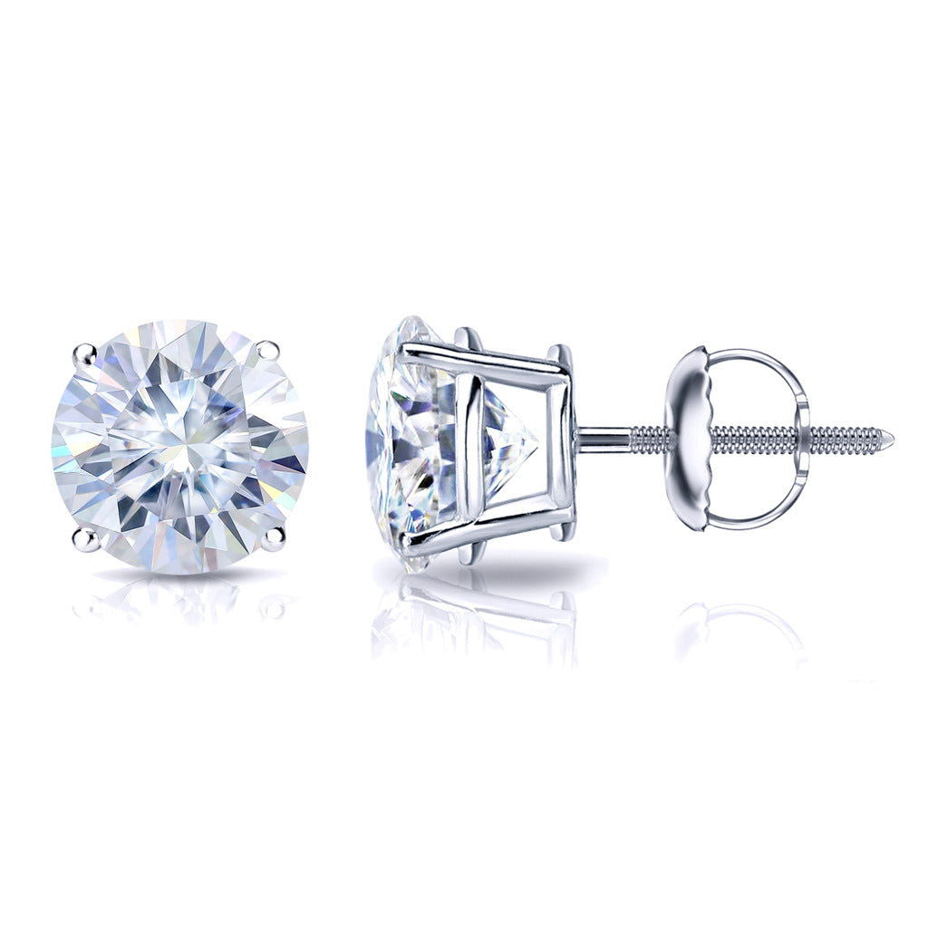 11mm Sterling Silver VVS 10.0ct Moissanite Diamond Stud Earrings White Gold - Master of Bling 