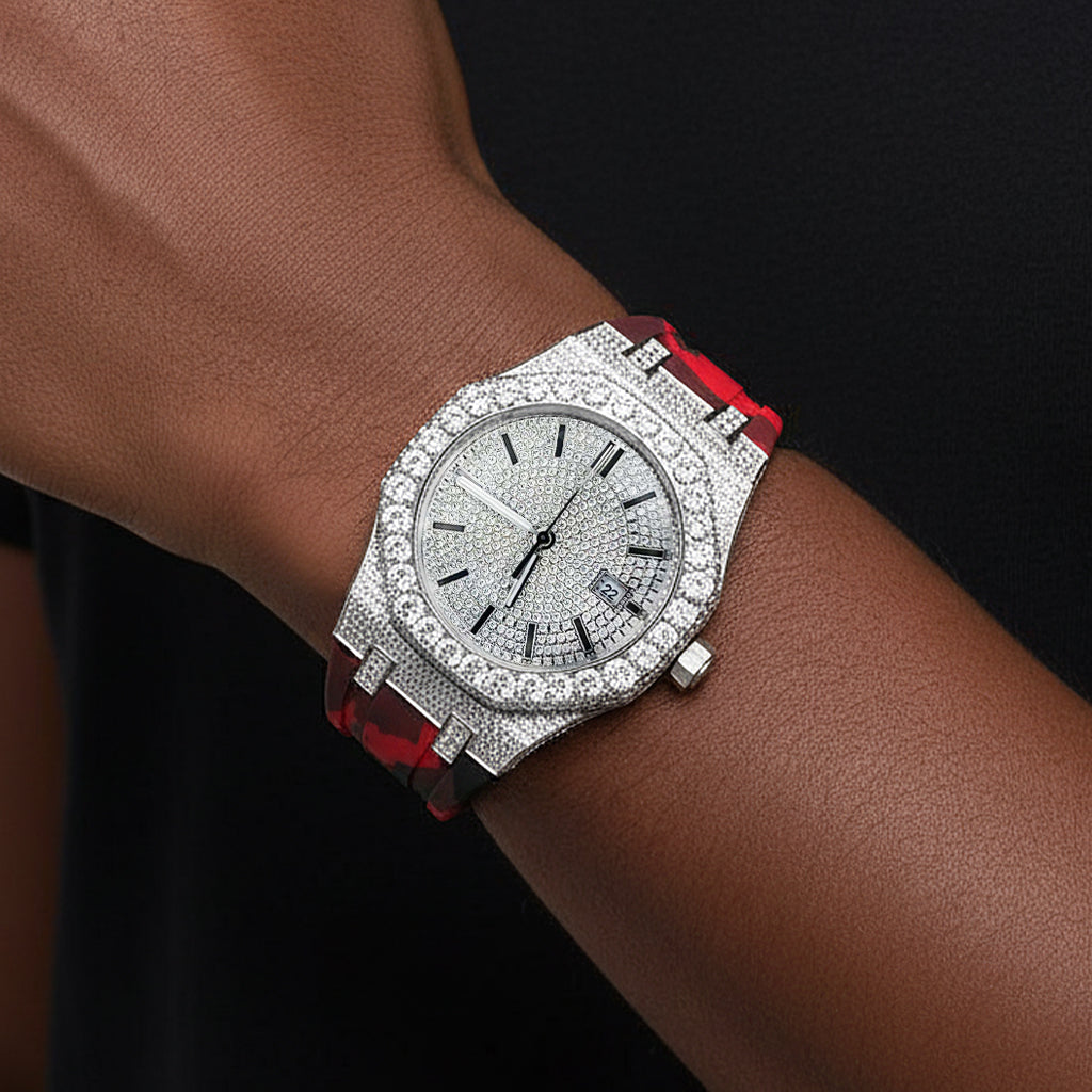 Moissanite Camouflage Red Watch Designer Automatic Men