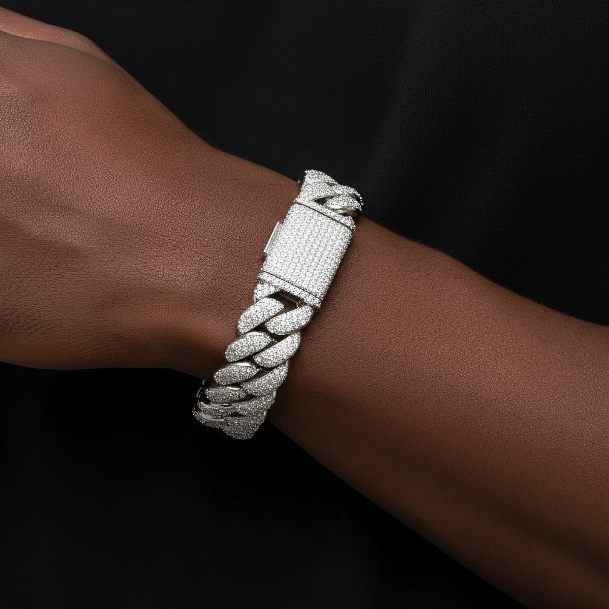 18mm MOISSANITE Prong Cuban Link Bracelet 925 Silver Icy Custom 8 Inch