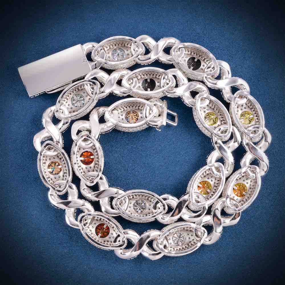 Infinity Evil Eye Gemstone Necklace 925 Silver 15mm