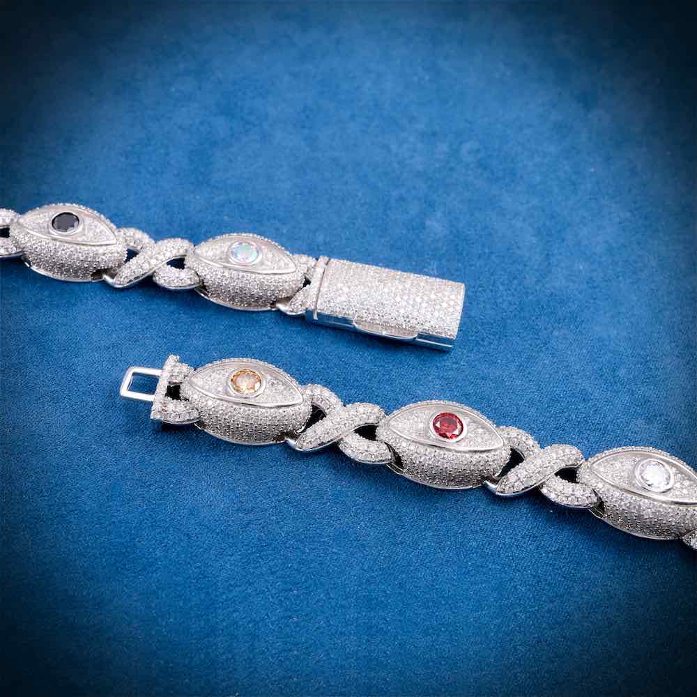 Infinity Evil Eye Gemstone Necklace 925 Silver 15mm