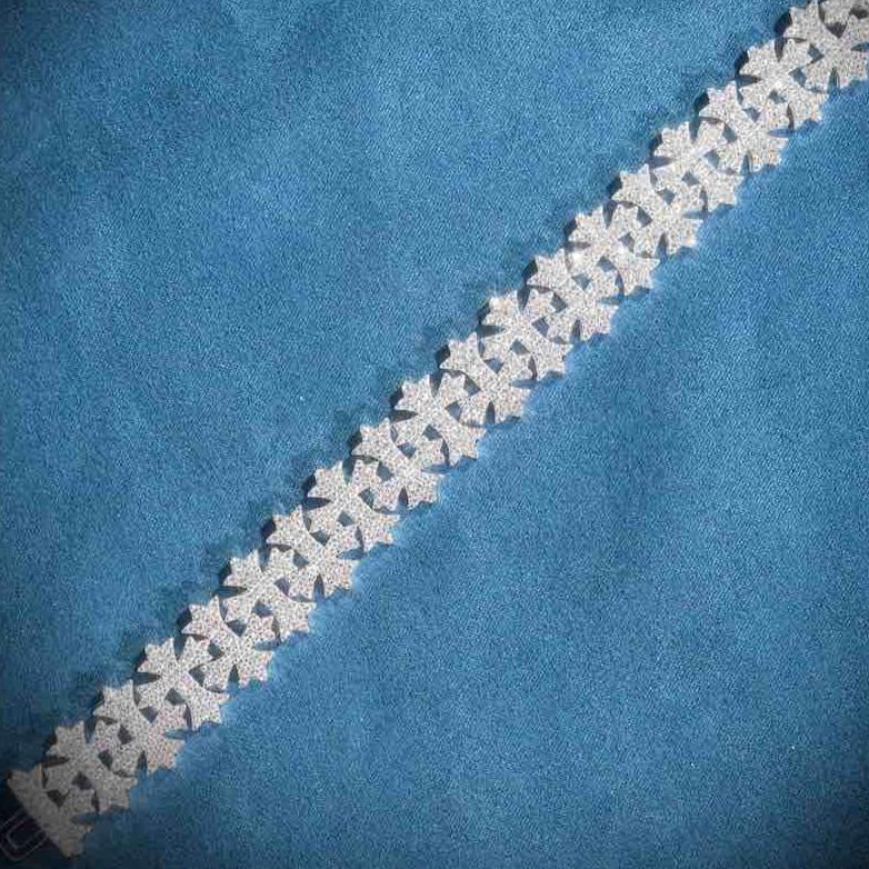 Moissanite Cross Link Bracelet 14 Gold 925 Gift