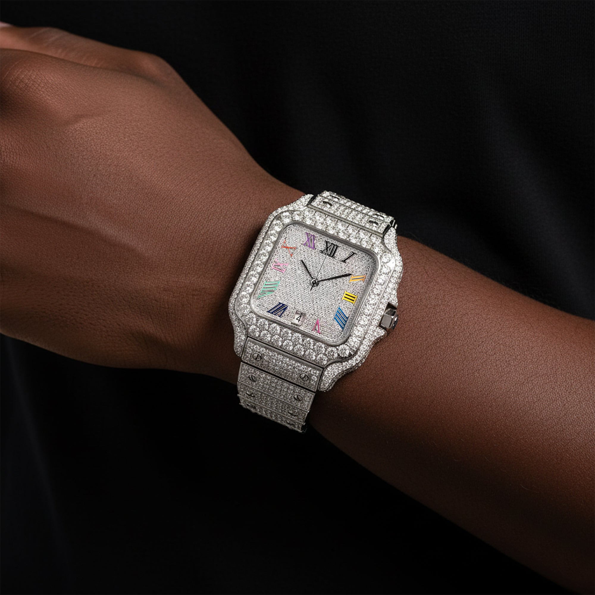 Womens Rainbow Candy Dial Watch Moissanite Automatic