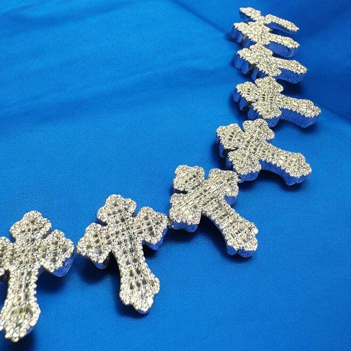 Moissanite Cross Link Bracelet Mens 925 Silver 14k