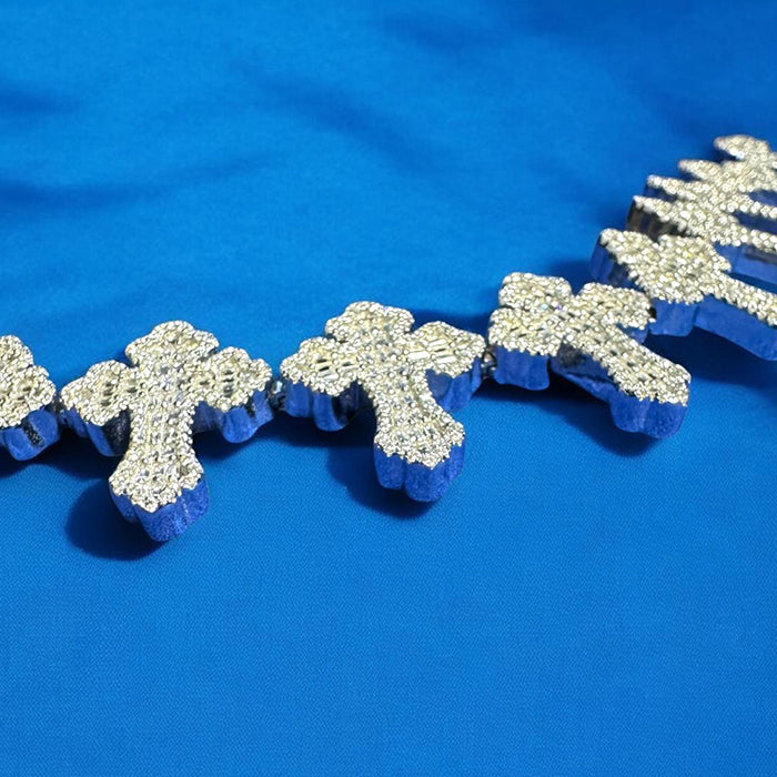 Moissanite Cross Link Bracelet Mens 925 Silver 14k