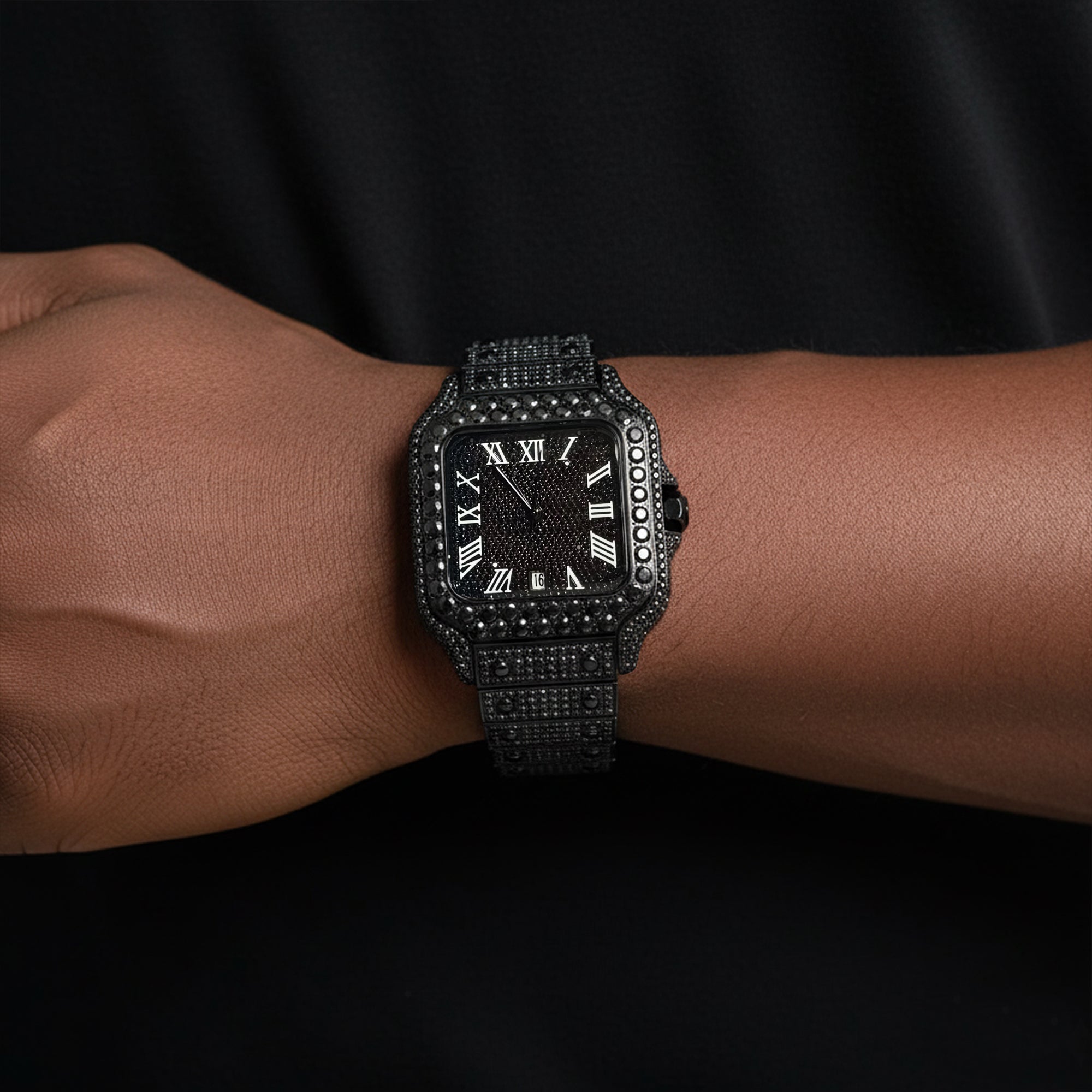 Black Moissanite Watch Designer Automatic Mens (MADE TO ORDER)