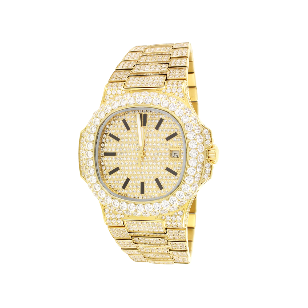 Square Face Moissanite Watch Gold Automatic (MADE TO ORDER)