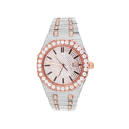 Stainless Steel Moissanite Two Tone Rose Gold Luxury Watch